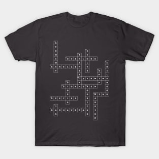 (1953CE-D) Crossword pattern with words from a famous 1953 science fiction book. [Dark Background] T-Shirt